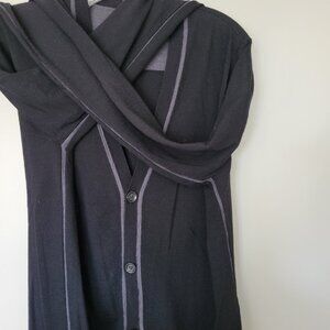 Theory Men's Black with Gray strip Cardigan  - XL